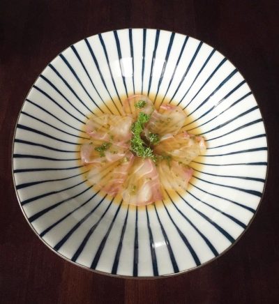 Carpaccio de peixe branco do Junji Sakamoto | Cozinha do João