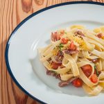 Tagliatelle com presunto Parma, pimenta vermelha e tomate | Cozinha do João