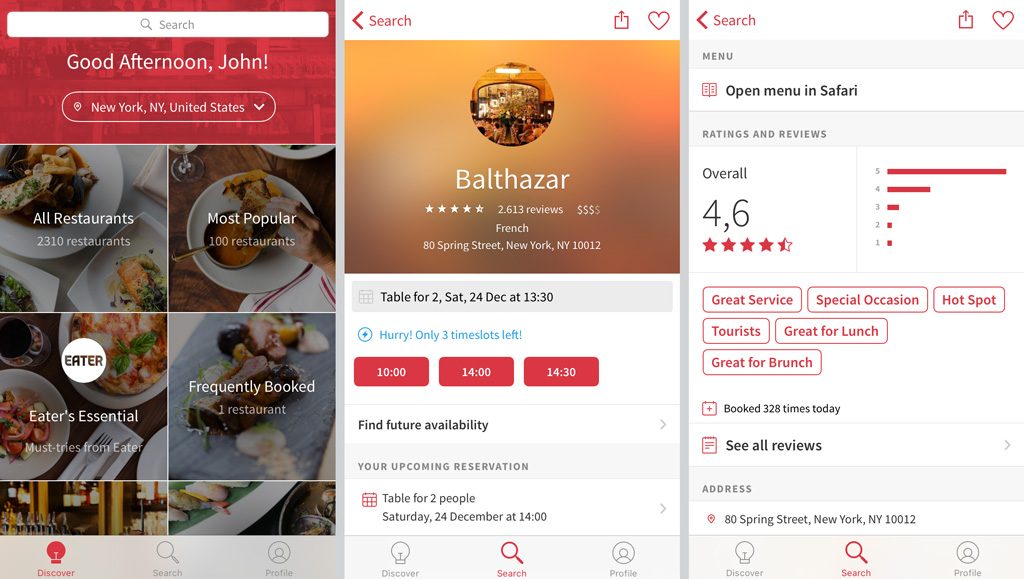 App Open Table para reservas de restaurantes em Nova York | Cozinha do João